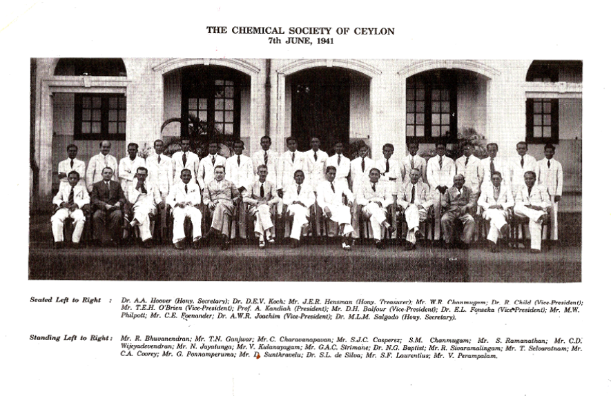 Prof Kandiah, Ceylon Chemical Society 1941